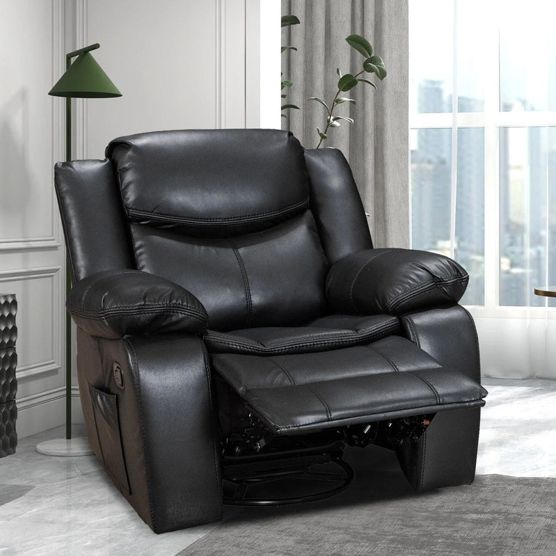 Wide Seat Durable Leather Massage And Heat Recliner
