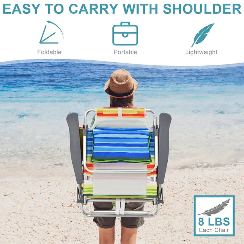 Costway 4-Pack Folding Backpack Beach Chair 5-Position Outdoor, See Details