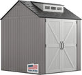 Rubbermaid Resin Garden Shed With Floor, 2.13 x 2.13 M, Weatherproof, Grey, For Storing Garden Tools, Lawnmowers, Bicycles And Pool Accessories