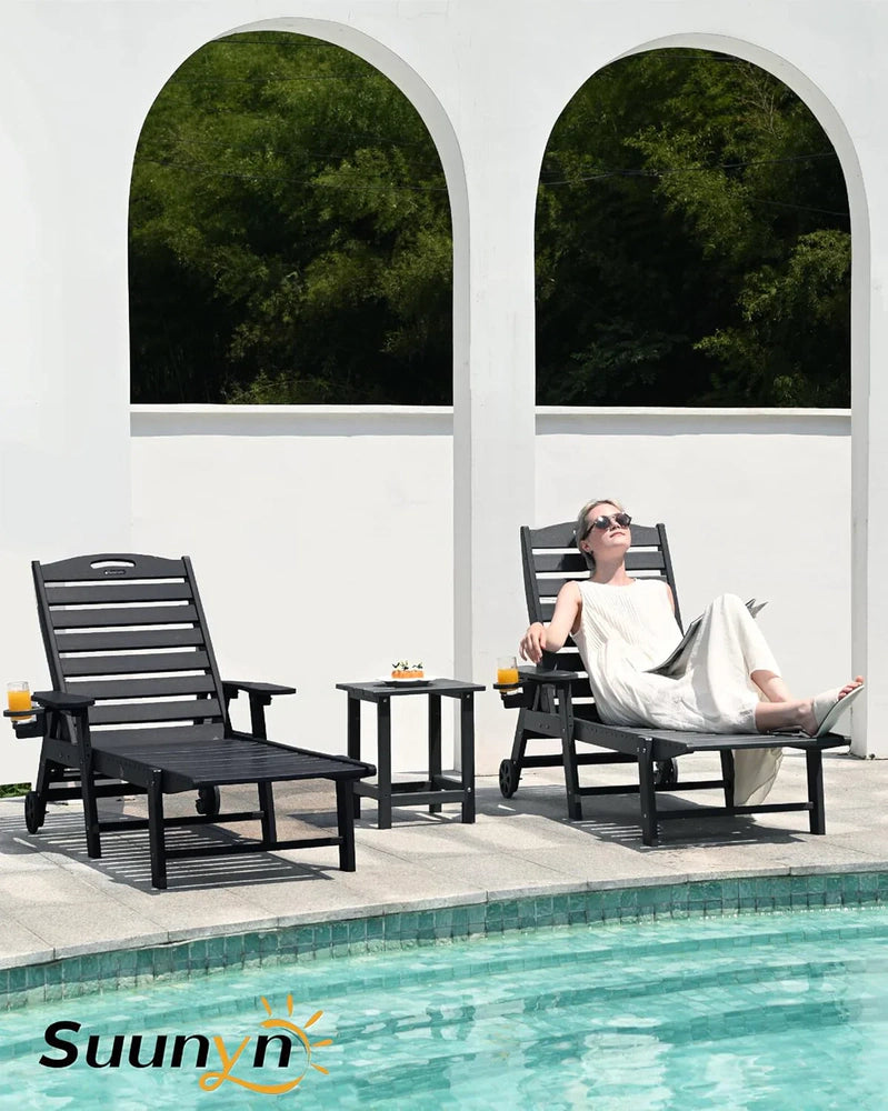 Lounge Chair Outdoor, Chaise Lounge, HDPE 6-Position Outdoor Chaise Lounge