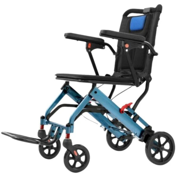 Ultra-Light Portable Folding Wheelchair, Travel-Friendly With Handbrake, 220 Lbs Capacity, Ideal For Elderly And Children