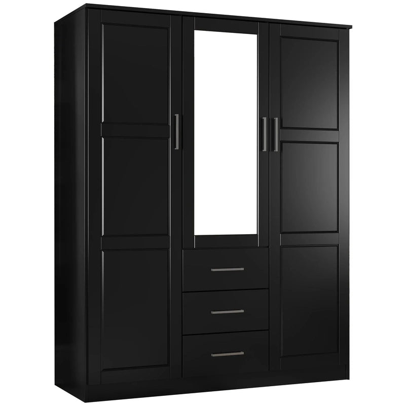 Palace Imports 100% Solid Wood Cosmo 3-Door Wardrobe Armoire With Solid Wood Or Mirrored Doors