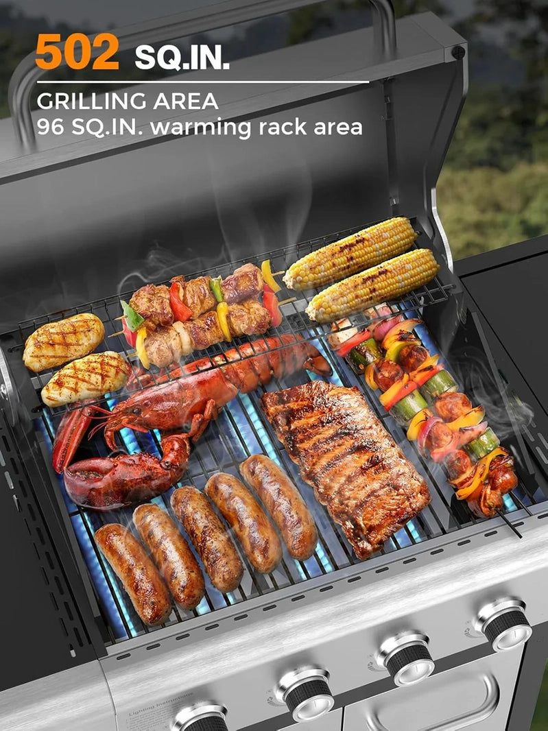 4-Burner Bbq Propane Gas Grill, 44000 BTU