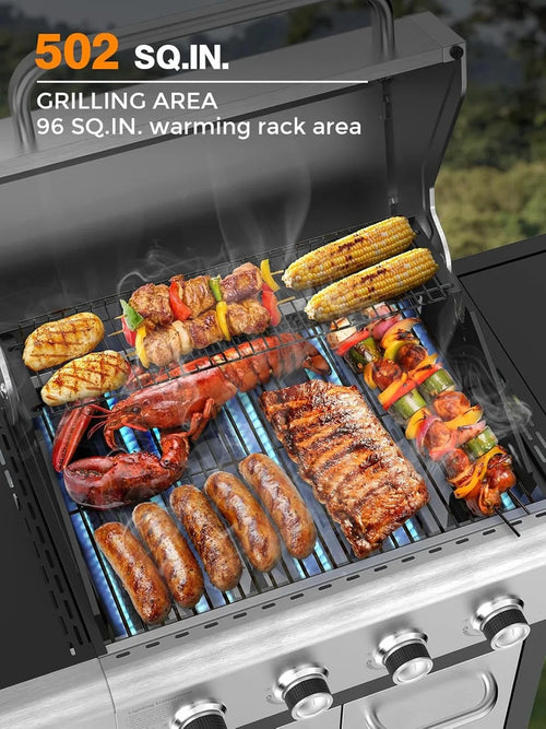 4-Burner Bbq Propane Gas Grill, 44000 BTU