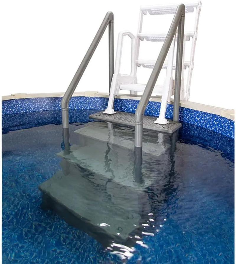 Select Anti-Slip in-Pool Steps, Gray, For Above Ground Swimming Pools, Can Mount To Decks 48 In. To 54 In. H, Safety Stairs Capacity Up To 300 Lbs
