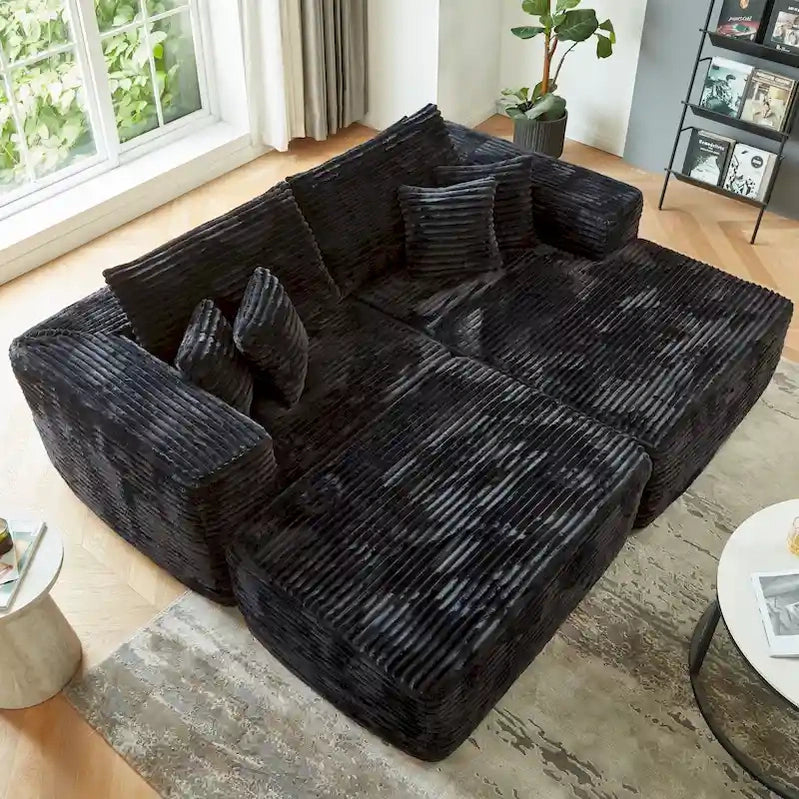 Hooowooo Modern Plush Sectional Sofa L-Shaped Couch With Removable Ottoman