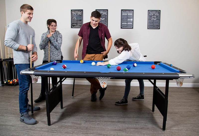Hathaway Fairmont 6 Ft. Portable Pool Table, Adults Folding Billiards Tables For Game Room With Easy Foldable Storage
