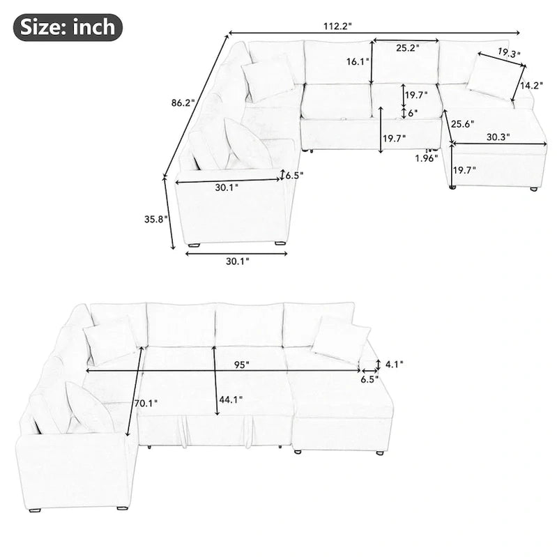 Sectional Sofa Pull-Out Sofa Bed Sleeper