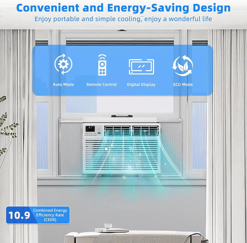 Antarctic Star 12,000 BTU U-Shaped Window Air Conditioner Unit Cools Up To 550 Sq. Ft. With 6 Modes 24H Timer, Ultra Quiet Window AC Units