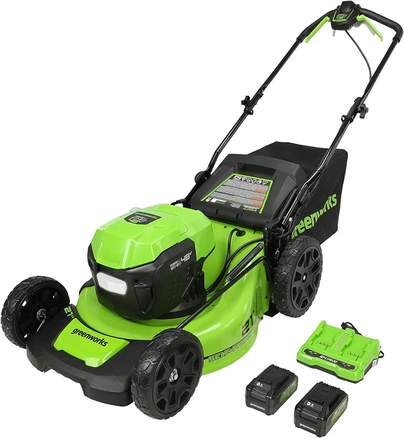 Greenworks 48V, 24V x 2 21 In. Brushless Self-Propelled Mower Plus 12 In. String Trimmer Plus 320CFM Blower