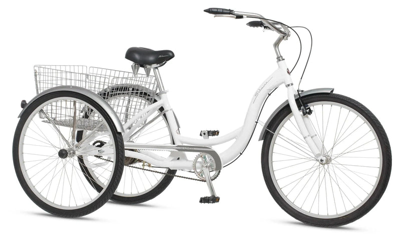 Schwinn Meridian Adult Tricycle, Men's And Women's Beach Cruiser, 26-inch Wheels, Low Step-Through, Wide Saddle, Folding Rear Basket