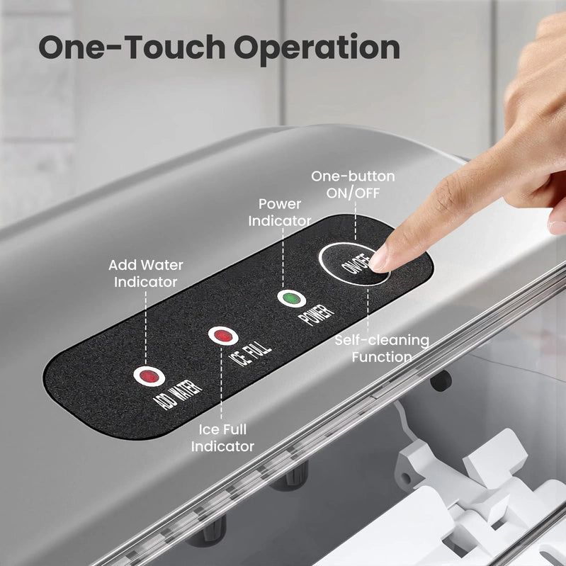 Crzoe Countertop Ice Maker Machine With Handle, 9 Bullet-Shaped Ice Cubes Ready In 6 Mins, 26Lbs/24H