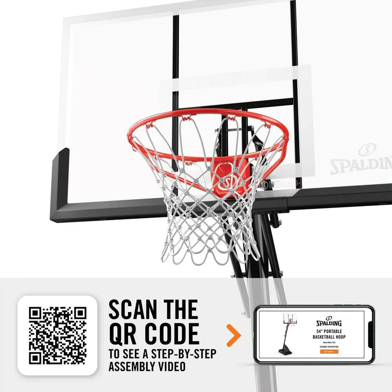 Spalding 54-inch Shatterproof Polycarbonate Exacta Height Basketball Hoop System, Portable