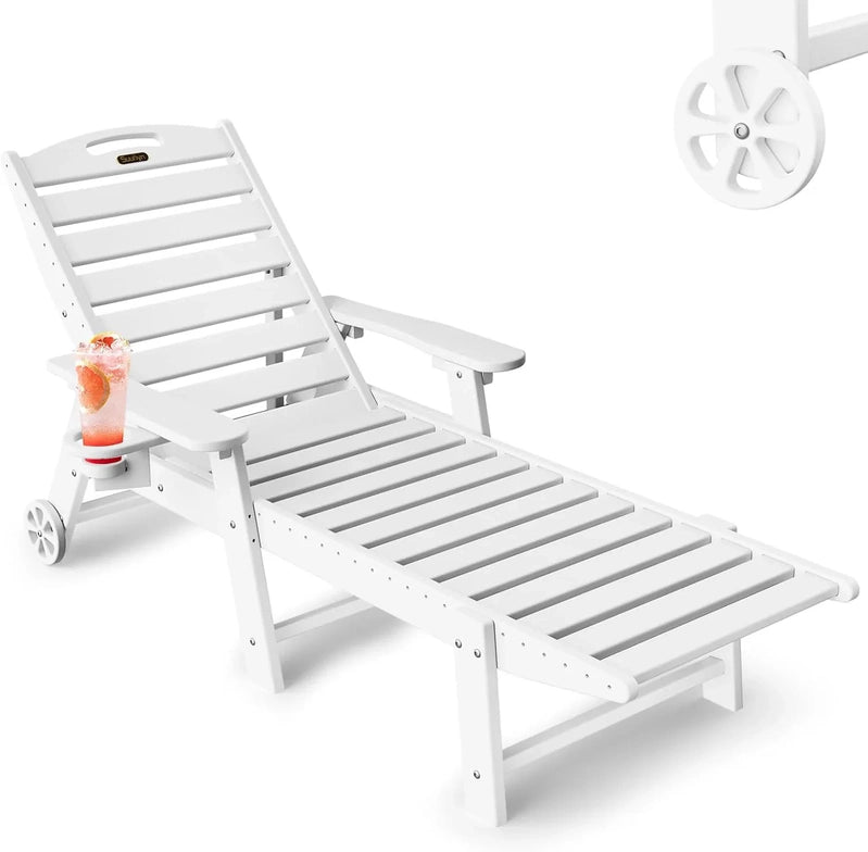 Lounge Chair Outdoor, Chaise Lounge, HDPE 6-Position Outdoor Chaise Lounge