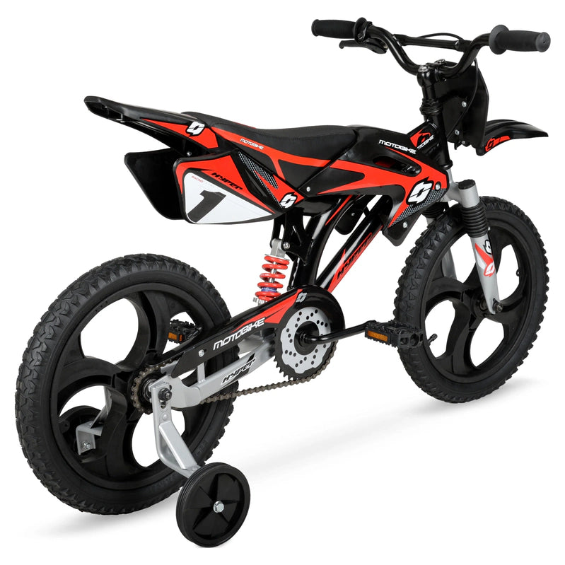 Hyper Bicycles 16 In. Kids Motobike With Mag Wheels, Including Training Wheels, Black/Red