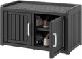 Kamaboko Outdoor Shoe Storage Cabinet, Waterproof UV-Resistant Entryway Storage Bench Indoor Outdoor With 2 Barn Doors