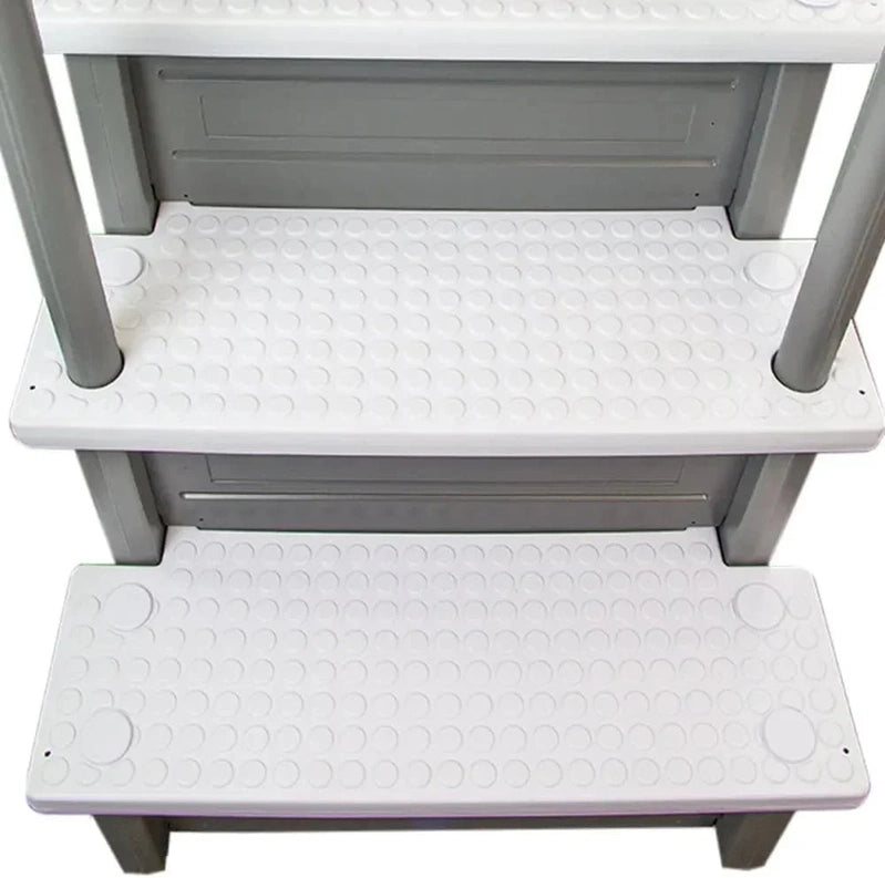 Non-Slip Entry Steps For Pools, Grey, For Above-Ground Pools, Can Be Installed On Terraces With A Height Of 122 To 137 Cm, Load Capacity Up To 136 Kg