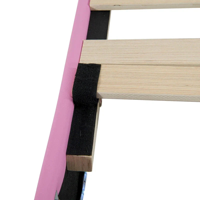 Twin Size Upholstered Bed Frame With LED Lights, Modern Upholstered Princess Bed With Crown Headboard, A Drawer, Pink Plus White