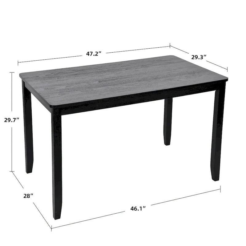 5-Piece Solid Wood 47L Dining Table Sets, 1 Table Plus 4 Slat Back Chairs