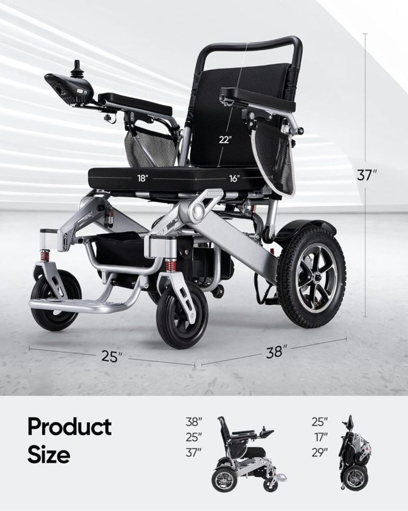 Electric Wheelchair, 25 Miles Longer Range, Foldable Power Wheelchair For Adults Seniors, 500W Dual Motors