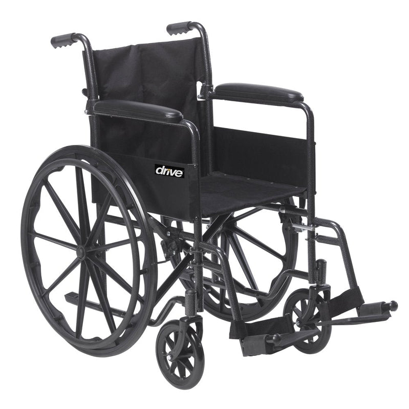 Drive Medical Silver Sport 1 Wheelchair With Full Arms And Swing Away Removable Footrest