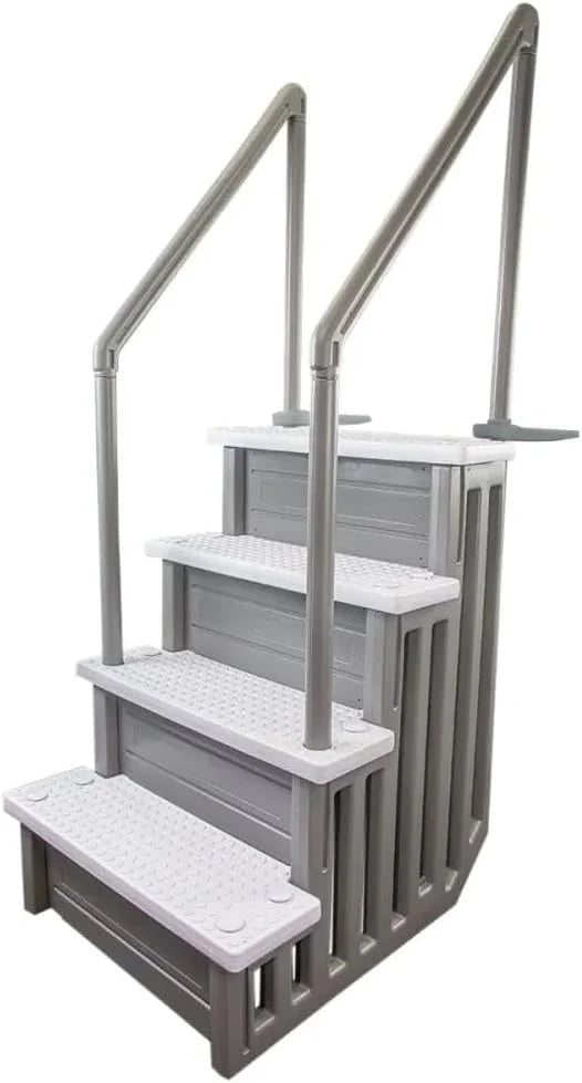 Select Anti-Slip in-Pool Steps, Gray, For Above Ground Swimming Pools, Can Mount To Decks 48 In. To 54 In. H, Safety Stairs Capacity Up To 300 Lbs