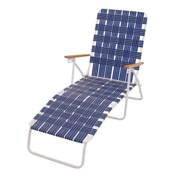Rio Brands Steel Folding Web Chaise Beach Lawn Pool Lounge Chair, Blue