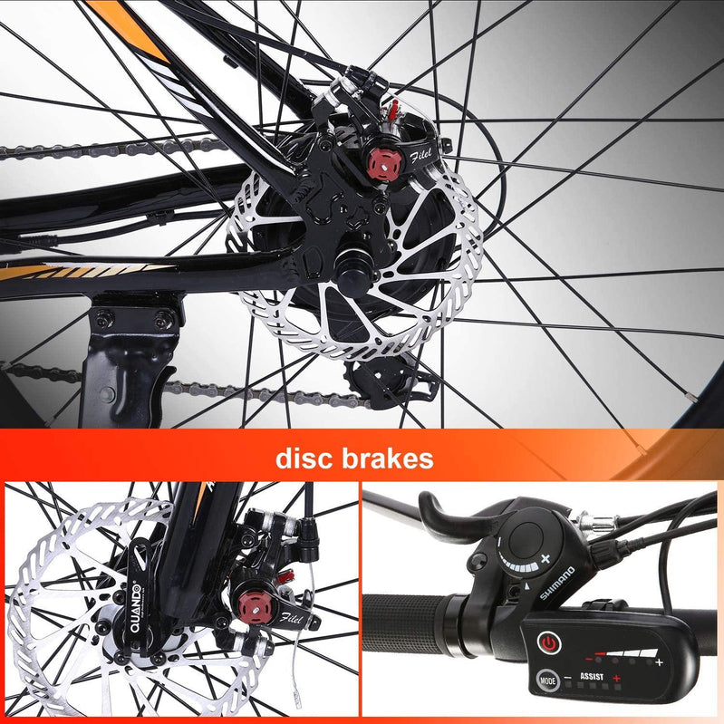 Ancheer Electric Bike Electric Mountain Bike 350W Ebike 26 Electric Bicycle, 20MPH Adults Ebike With Removable 7.8/10.4Ah Battery