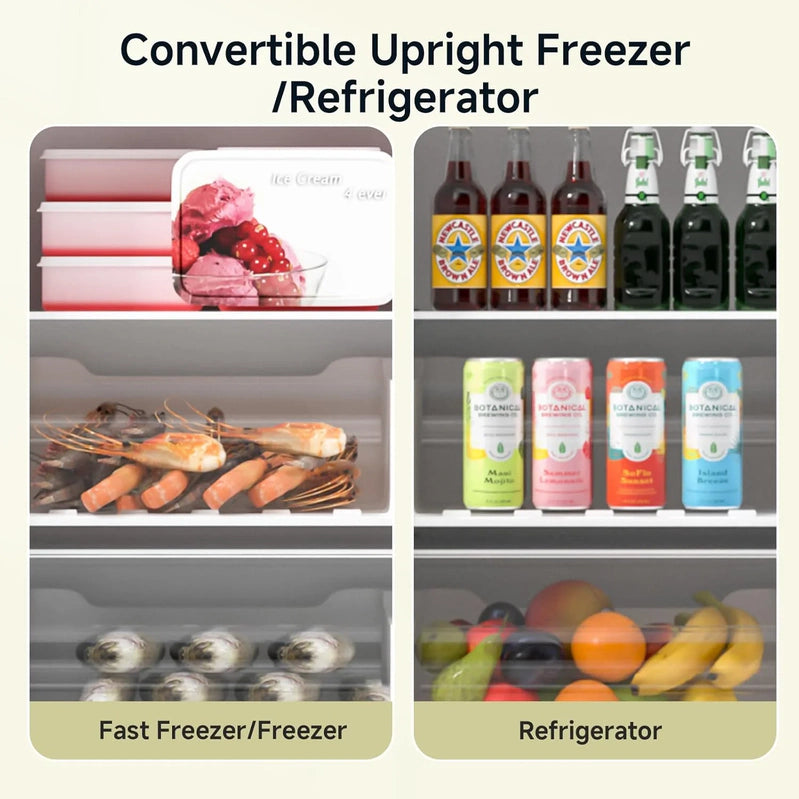 Bangson Upright Freezer, 7.0 Cu. Ft. Stand Up Freezer, Convertible Upright Freezer/Refrigerator, Single Door For Kitchen, Garage, Office