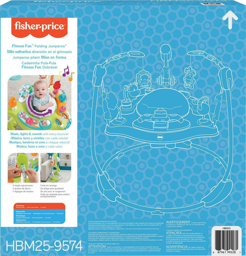Fisher-Price Baby Bouncer Fitness Fun Folding Jumperoo Infant Activity Center With Lights And Music. Unisex