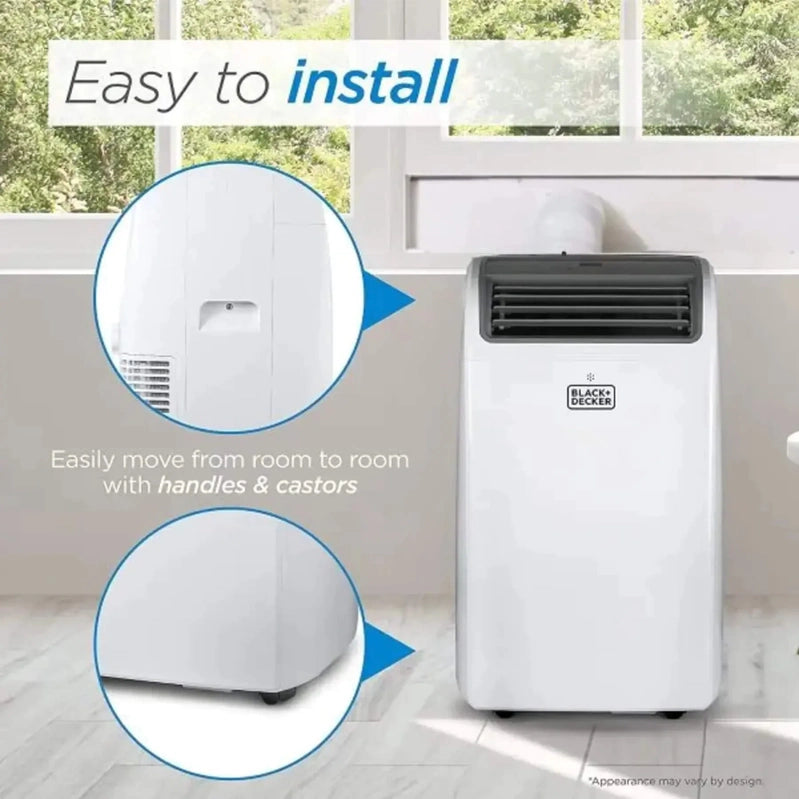 Black Plus Decker Air Conditioner, 14,000 BTU Air Conditioner Portable For Room Up To 700 Sq. Ft. With Remote Control, White