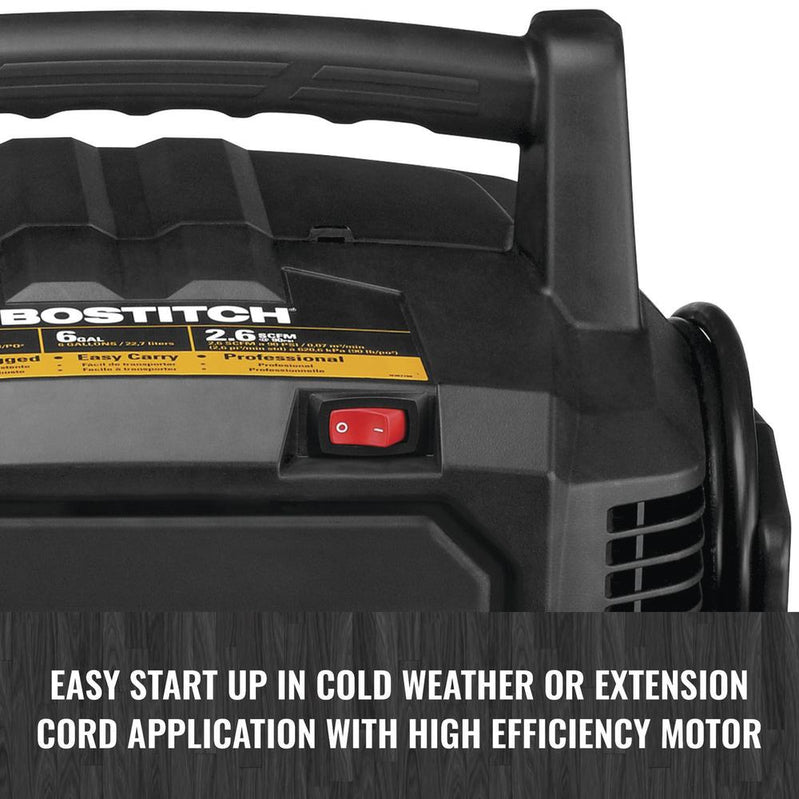Bostitch 6-Gallon 150 PSI Portable Electric Air Compressor With 2-Tool Combo Kit