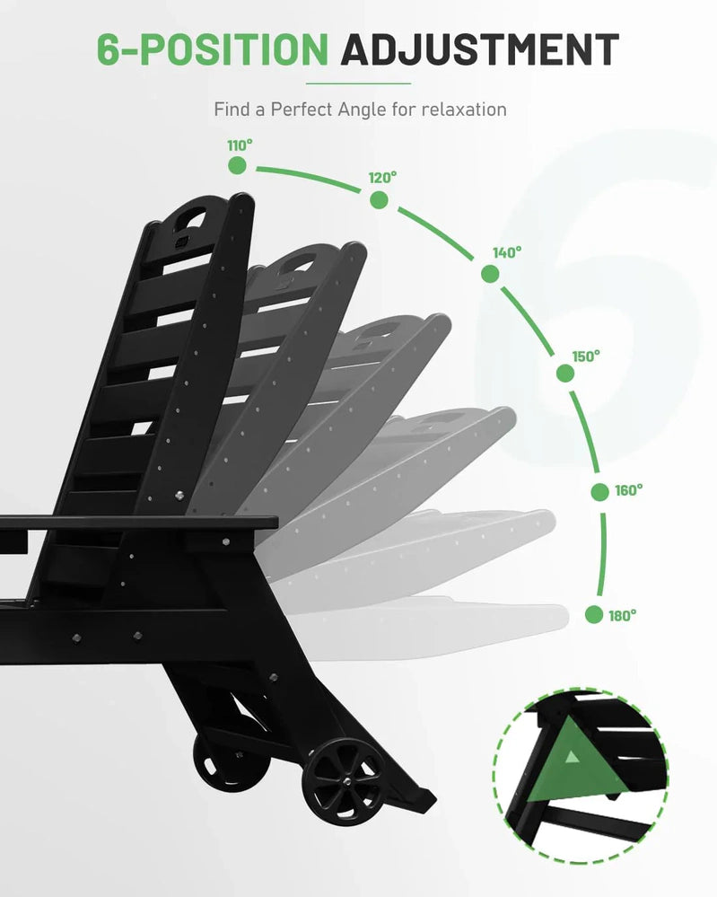 Lounge Chair Outdoor, Chaise Lounge, HDPE 6-Position Outdoor Chaise Lounge