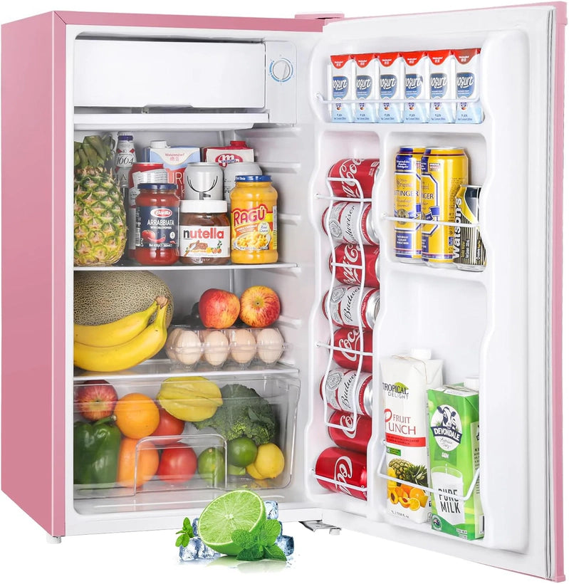 Upstreman 3.2 Cu. Ft. Mini Fridge With Freezer, Single Door Mini Fridge, Dorm Fridge, Adjustable Thermostat, Black-BR321