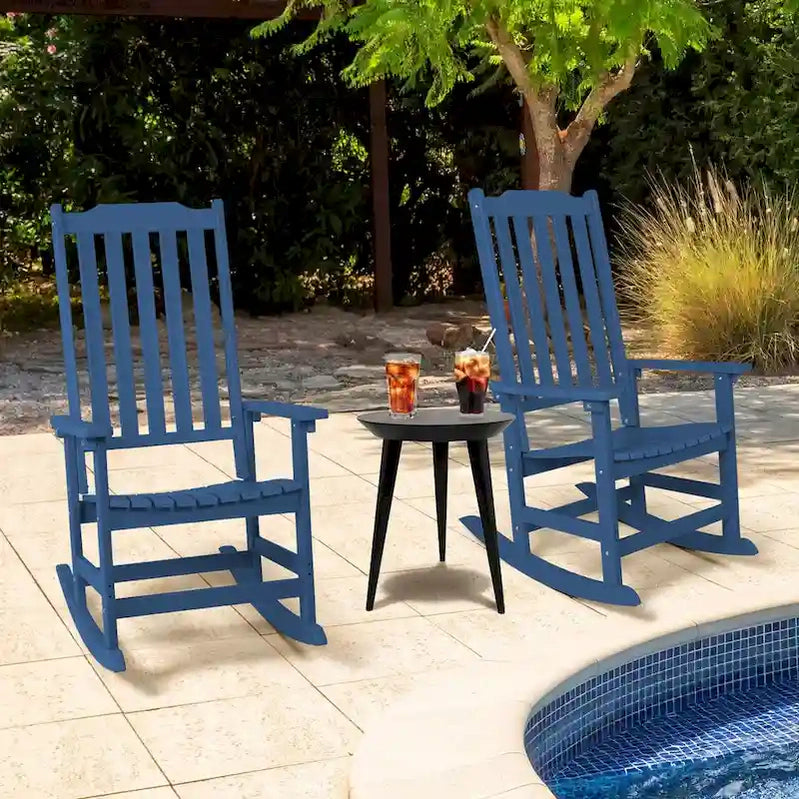 Vrakae 2 Pcs Patio All Weather Resistant High Back Rocking Chair