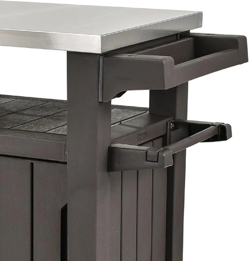Keter Outdoor Rolling Table Cart For Food Prep, Storage, Bar And Grill, Dark Brown