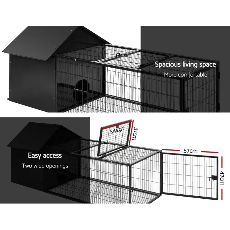 Weatherproof Metal Rabbit Hutch w/Run And Secure Locks i.Pet