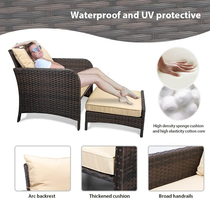 Leveleve Balcony Furniture 5 Piece Patio Conversation Set