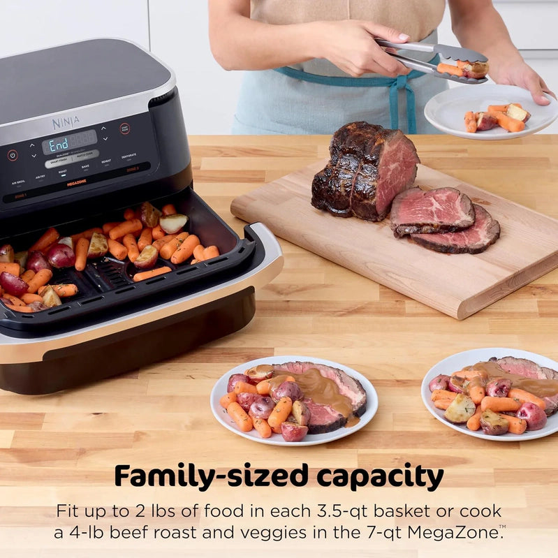Ninja Foodi 10QT 6-in-1 DualZone Smart XL Air Fryer, 2 Independent 5QT Baskets, Smart Cook Thermometer, Match Cook, Smart Finish, Air Fry, DZ550