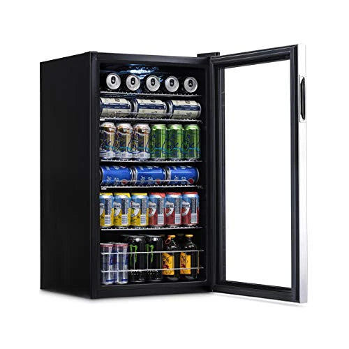 NewAir Beverage Refrigerator Cooler, 126 Cans Free Standing With Right Hinge Glass Door