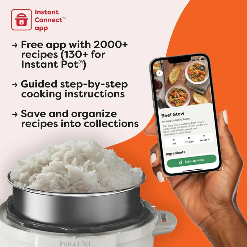 9-in-1 Multicooker, Pressure Cooker, Slow Cook, Rice Maker, Steamer, Sauté, Yogurt, Warmer And Sterilizer, Includes App With Over 800 Recipes