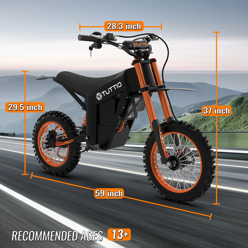 Tuttio Soleil01 Adult Electric Dirt Bike, With Branded Helmet, 2000W, 48V 21Ah Battery, 37Mph Full Suspension Mountain E-Bike