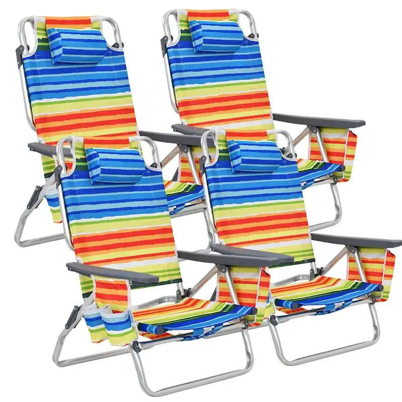 Costway 4-Pack Folding Backpack Beach Chair 5-Position Outdoor, See Details