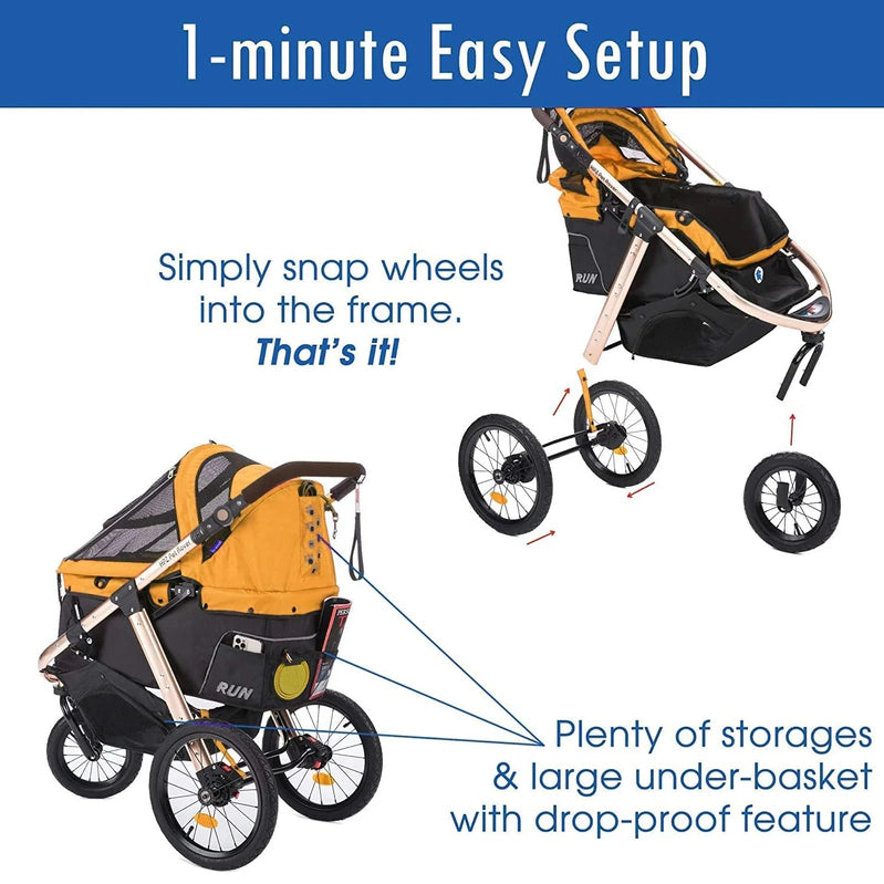 Jogging Sports Stroller With Comfort Rubber Wheels/Zipper-Less Entry/1-Hand Quick Fold/Aluminum Frame For Small/Medium Dogs, Cats And Pets, Green Camo