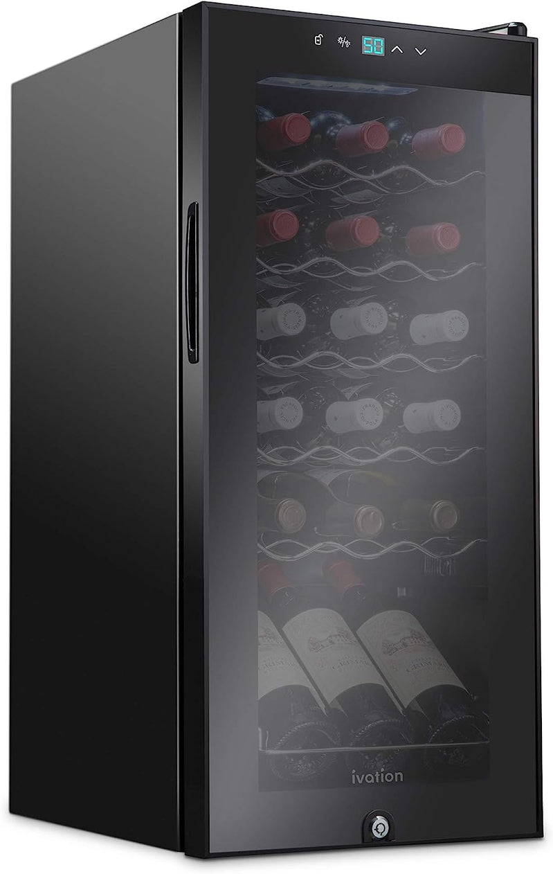 18 Bottle Compressor Wine Cooler Refrigerator w/Lock, Large Freestanding Wine Cellar For Red, White, Champagne Or Sparkling Wine