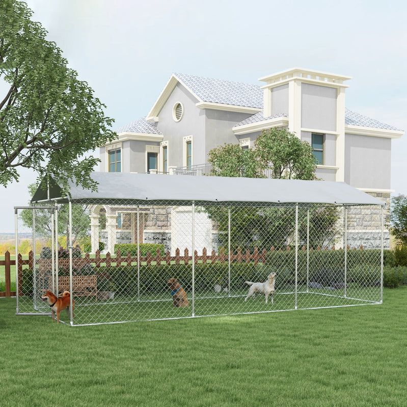PawHut 19.7' x 7.5' x 7.5' Outdoor Dog Kennel With Waterproof Roof