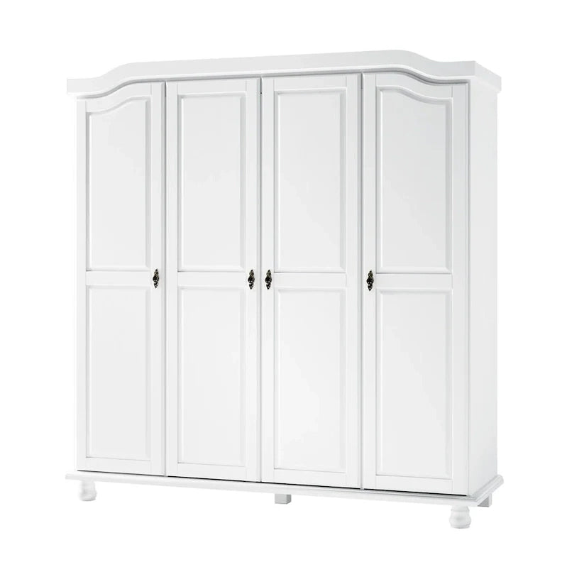 Palace Imports 100% Solid Wood Kyle 4-Door Wardrobe Armoire With Solid Wood Or Mirrored Doors