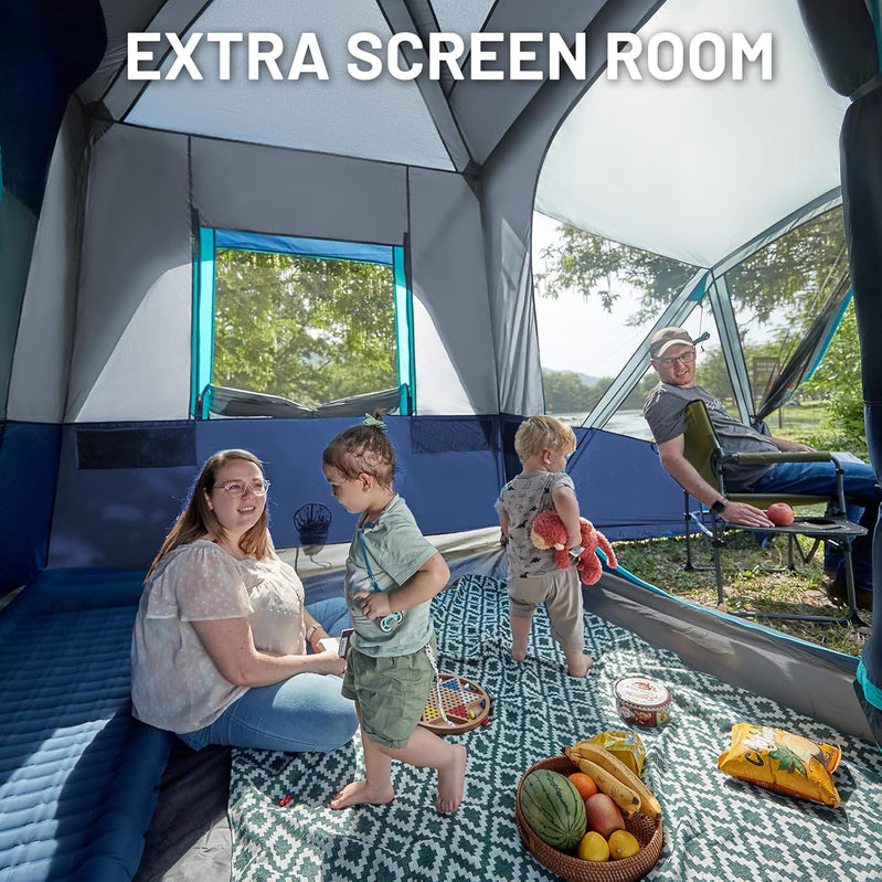 Timber Ridge 5-9 Person SUV Tent With Screen Porch And Awning For Family Camping, Weather Resistant And Portable Van Or Car Tent