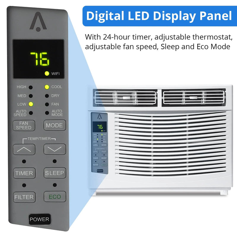 Window Air Conditioner With Reusable Filter And Controls, 6000 BTU 115V, Suitable For 250 Sq. Ft