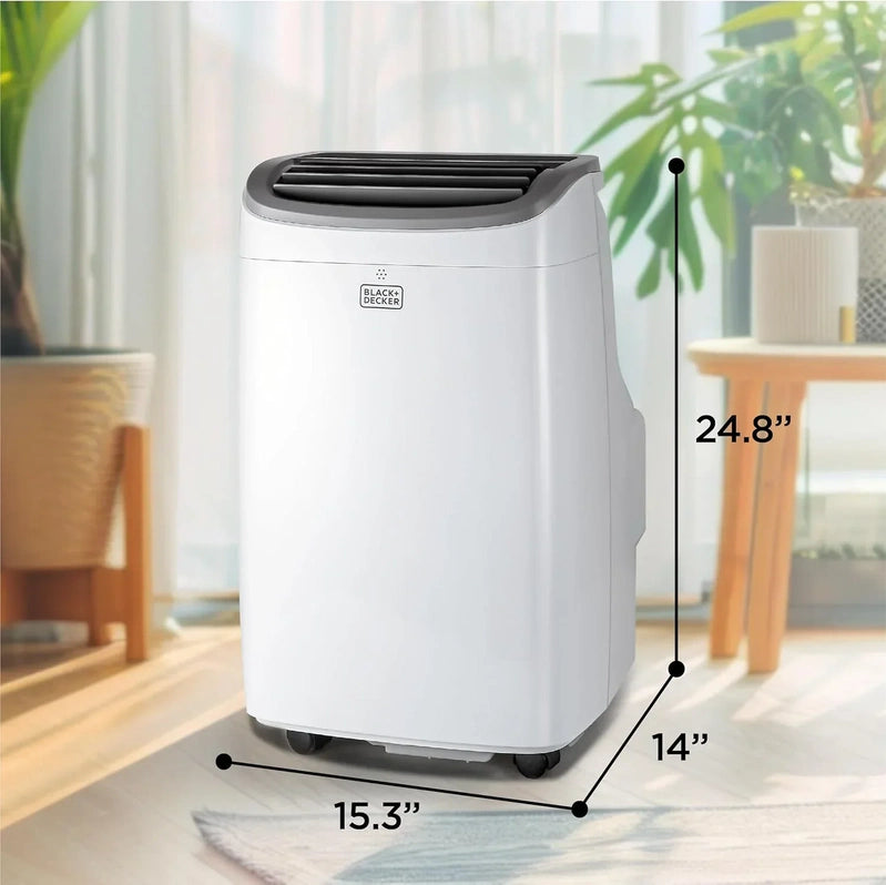 Black Plus Decker 10,000 BTU Portable Air Conditioner For Rooms Up To 450 Sq With Remote Control
